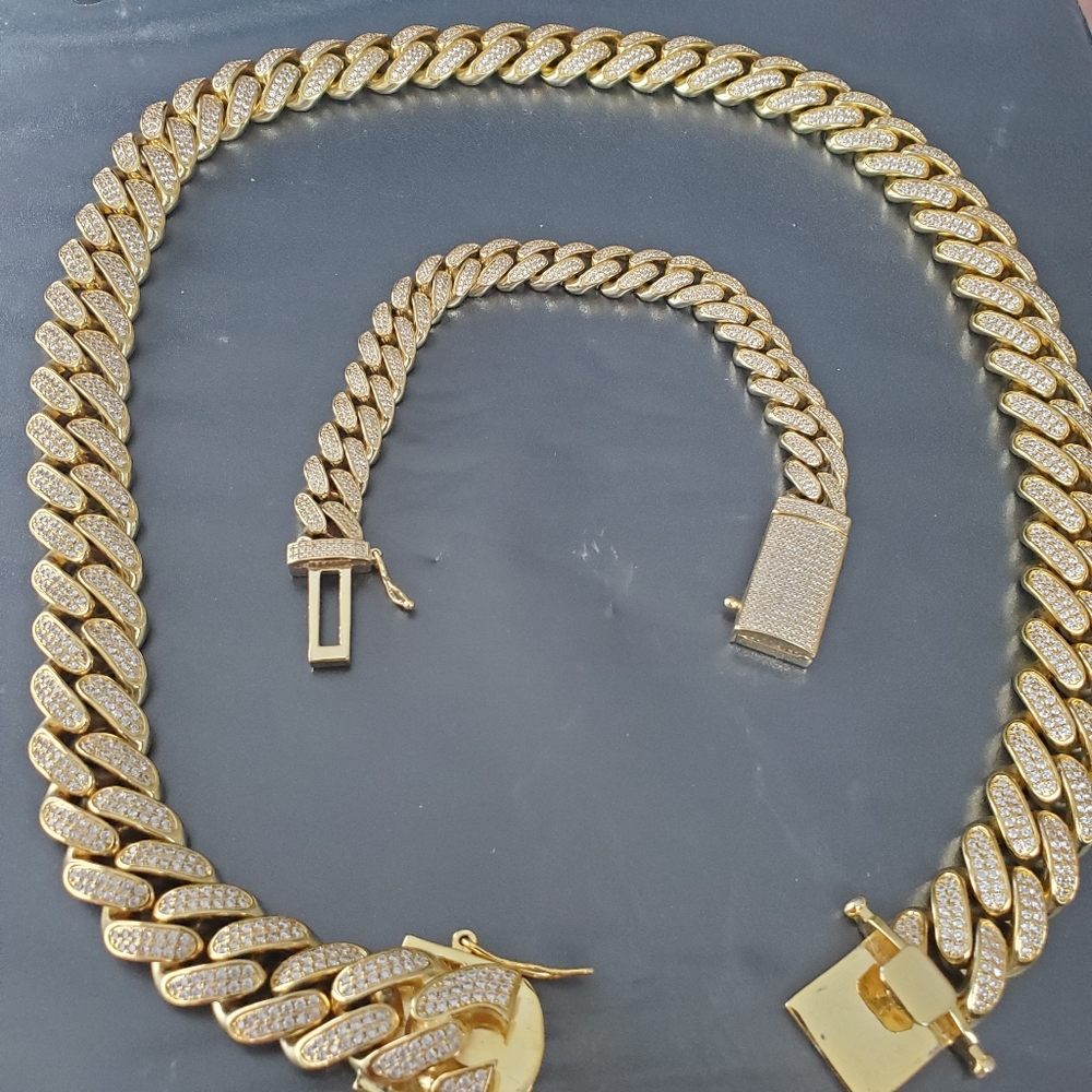 Cuban Link Chain And Bracelet high quality crystal